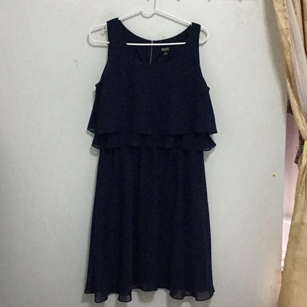Chiffon sleeveless dress blue